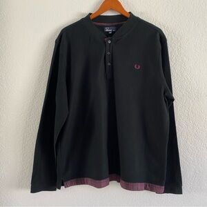 Fred Perry Black Long Sleeve Henley Shirt